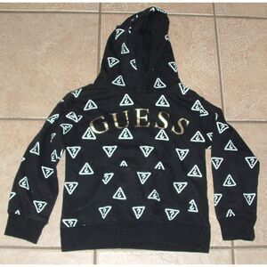 Girls Sz Small (8-10) Casual Wear Hoodie All Over LOGO Black Hooded Sweatshirt